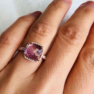 NWOT 💝 purple amethyst CZ rose gold plated ring